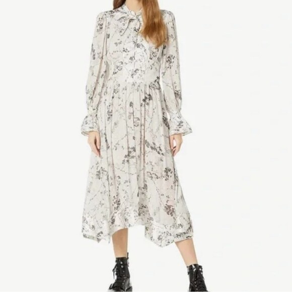 All Saints Dresses & Skirts - All Saints Gray Chic Edgy Feminine Boho Moto Alisa Freya Floral Silk Midi 8